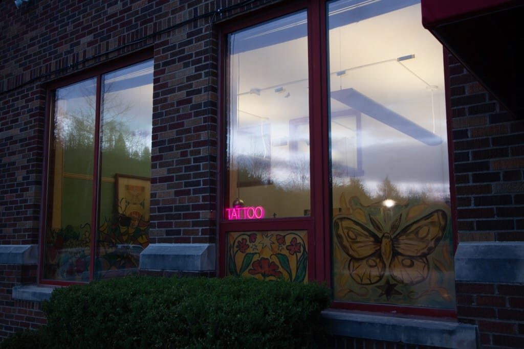 View out window of Tattoo Motel