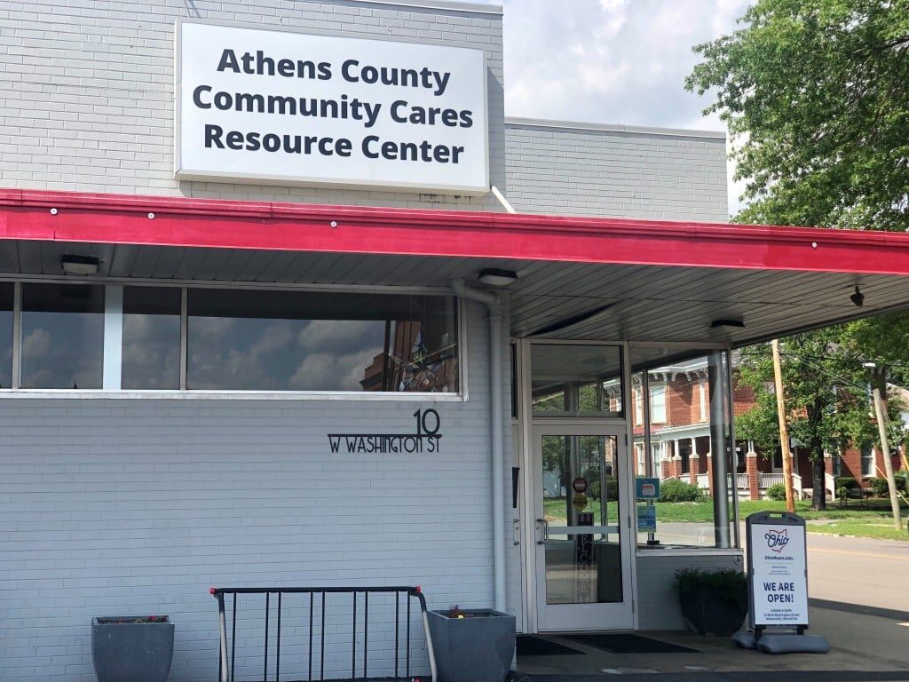 Building front of the Athens County Community Cares Resource Center at 10 W. Washington St., Nelsonville, Ohio.