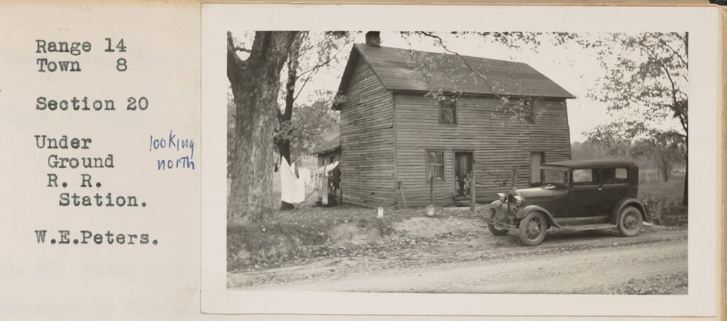 Photo of an underground railroad safe house from William E. Peters's range books.