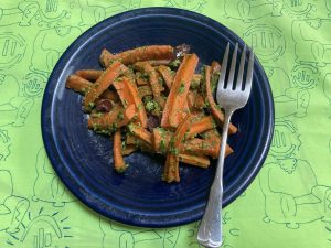 Home, Cooking: Sweet Roasted Carrots with Ramp Pesto and Olives