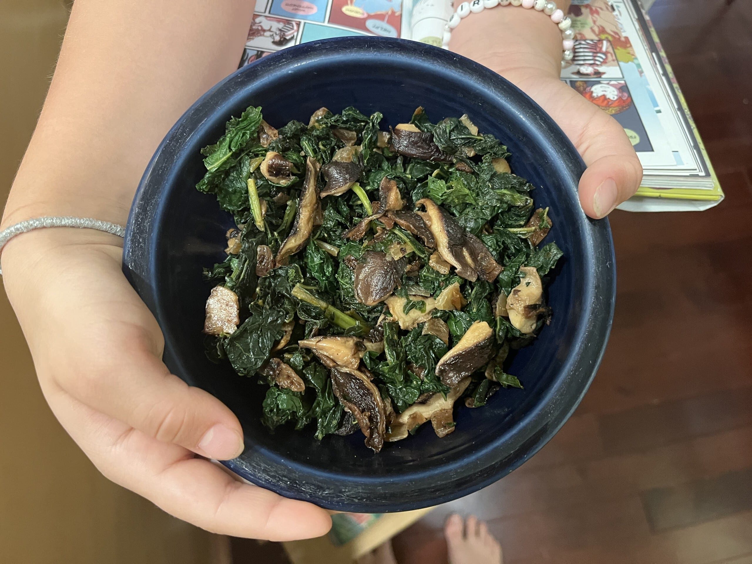Mushrooms and kale