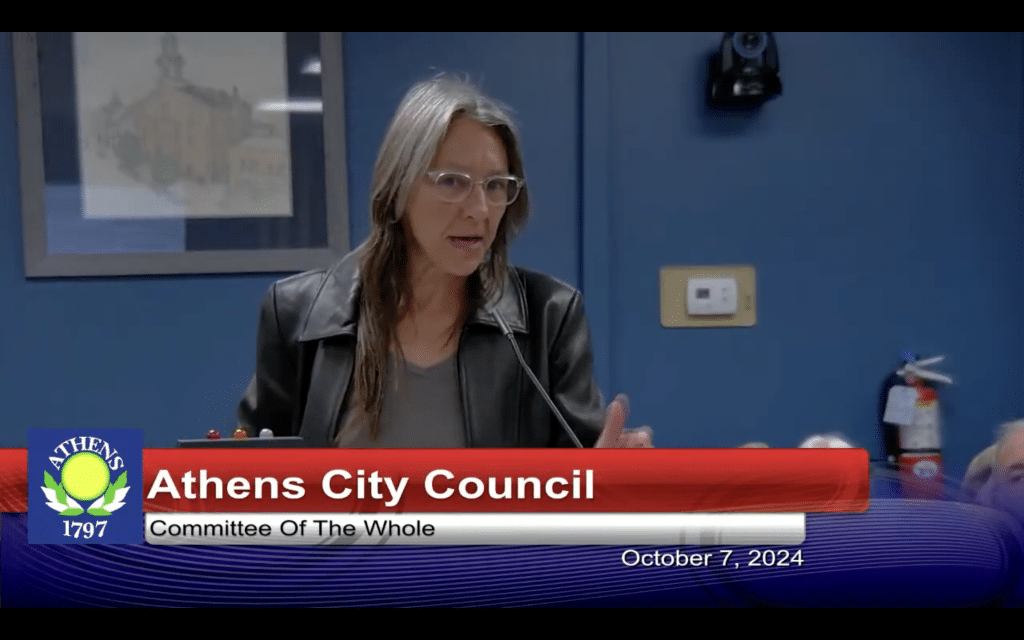 A woman addresses council.