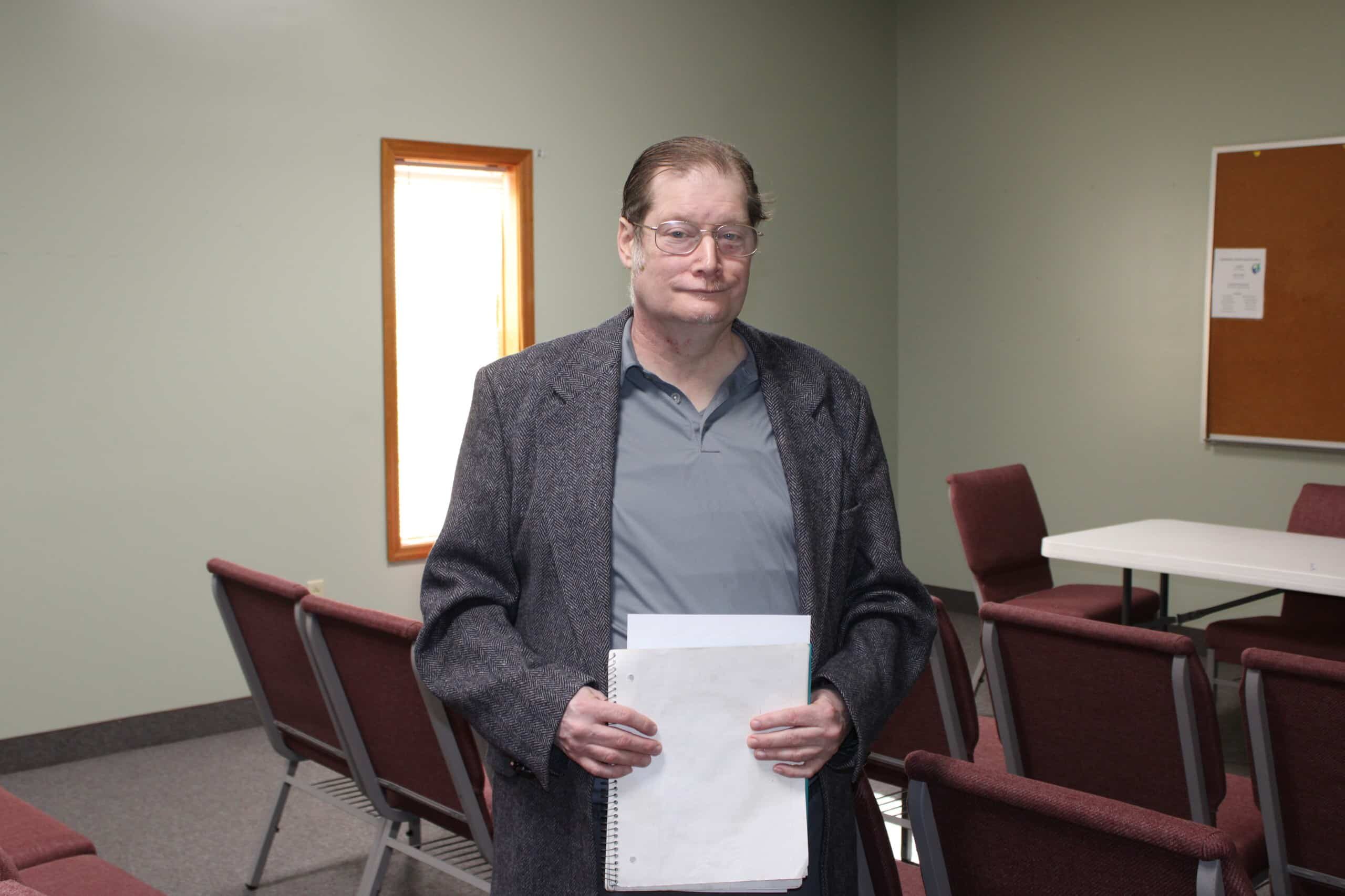 Katelyn Lemley, Friends, Allies, and Neighbors coordinator for Integrate Athens discusses programming during Tuesday’s People First of Ohio recruitment event on March 11.