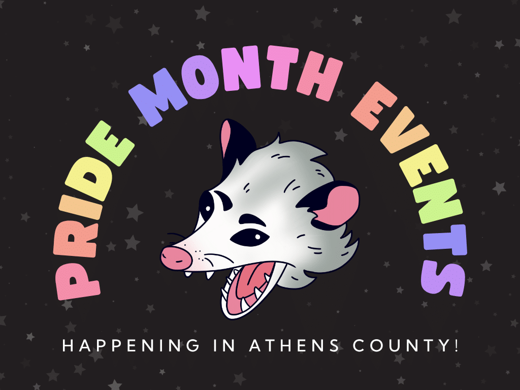 Graphic reading "pride month events"