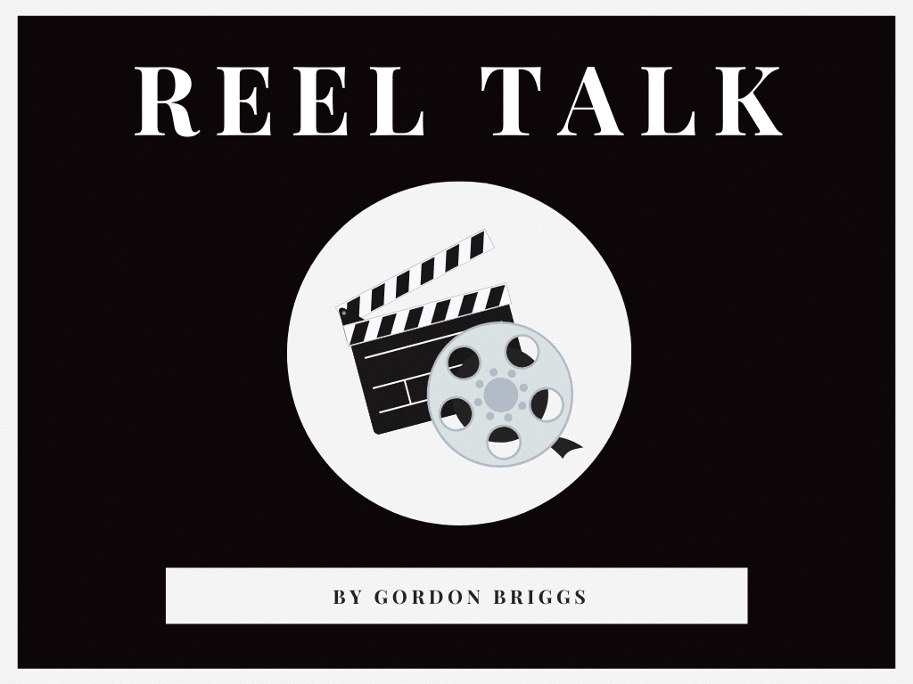 A black-and-white design with a film clap board and a roll of film.