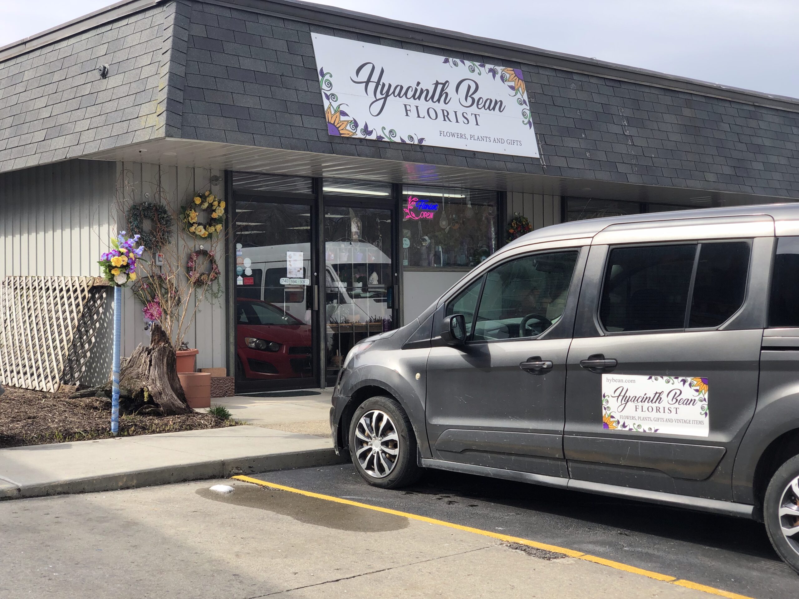 Hyacinth Bean Florist shop exterior and van