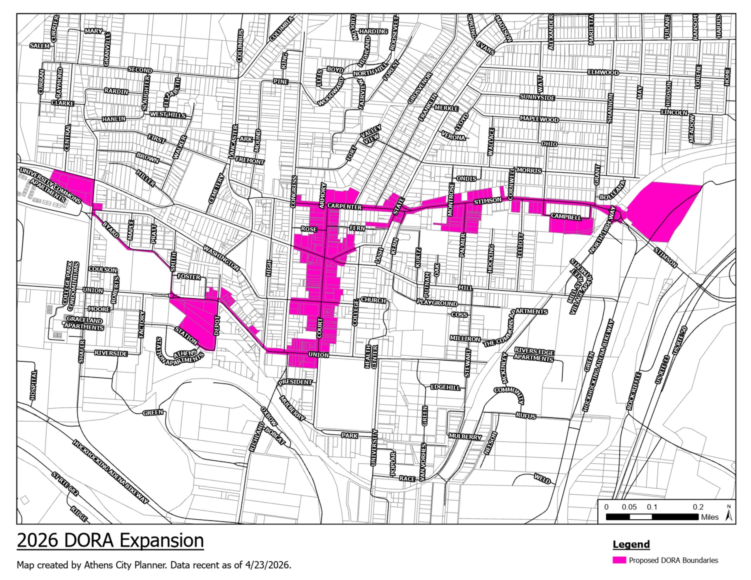 Proposed expansion of Athens’ DORA as of April 27, 2026. Provided by Alan Swank.