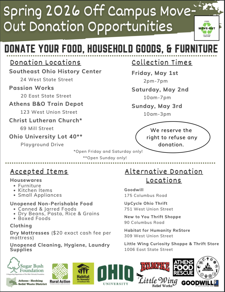 Spring 2026 move out donation locations