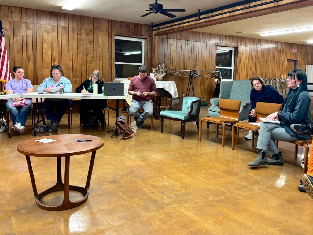 From left: Members Natasha Taylor, Amanda Moore, Karla Dellinger, and Mayor Frank Campbell during the Chauncey Village Council meeting.
