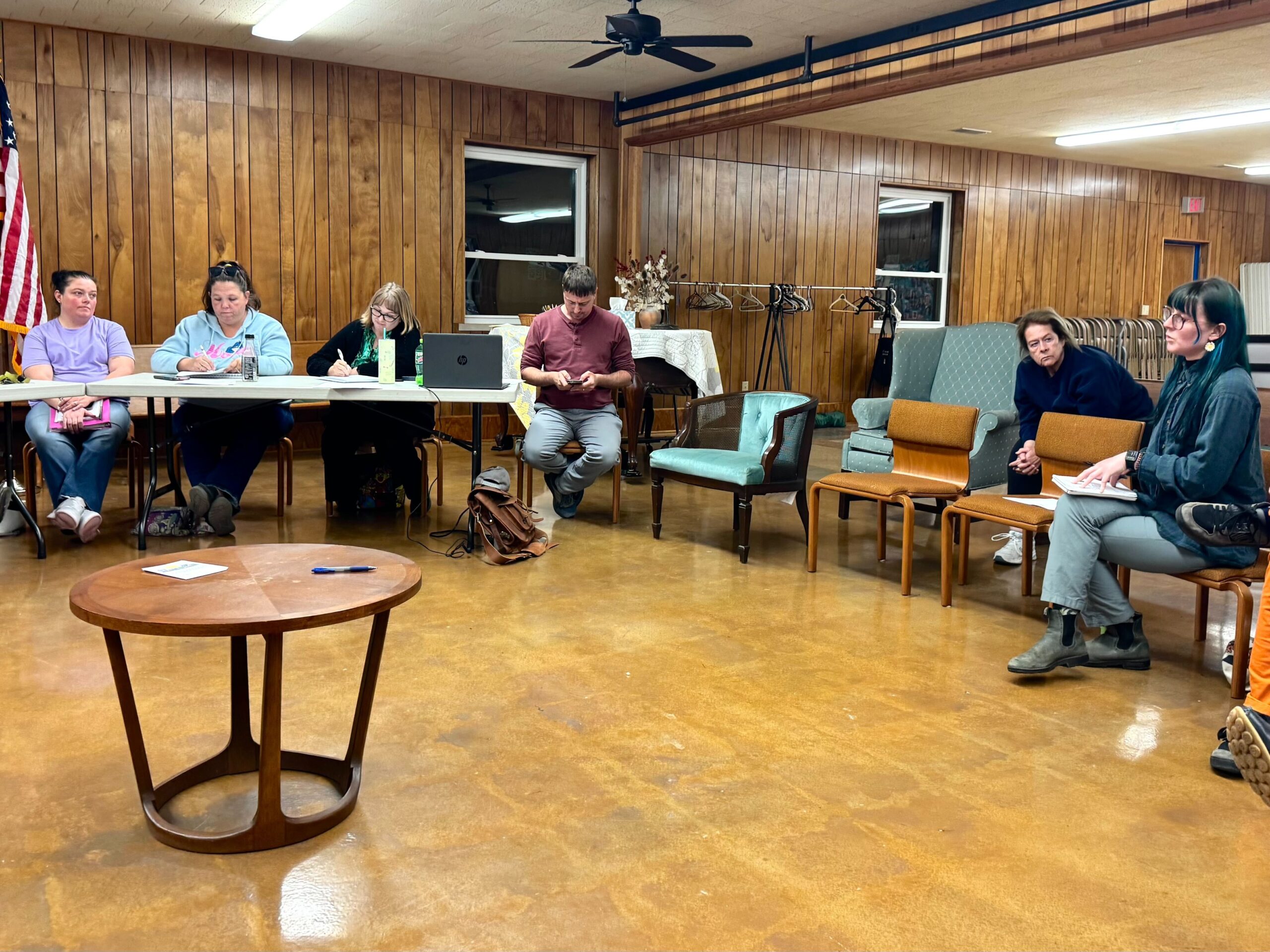 From left: Members Natasha Taylor, Amanda Moore, Karla Dellinger, and Mayor Frank Campbell during the Chauncey Village Council meeting.