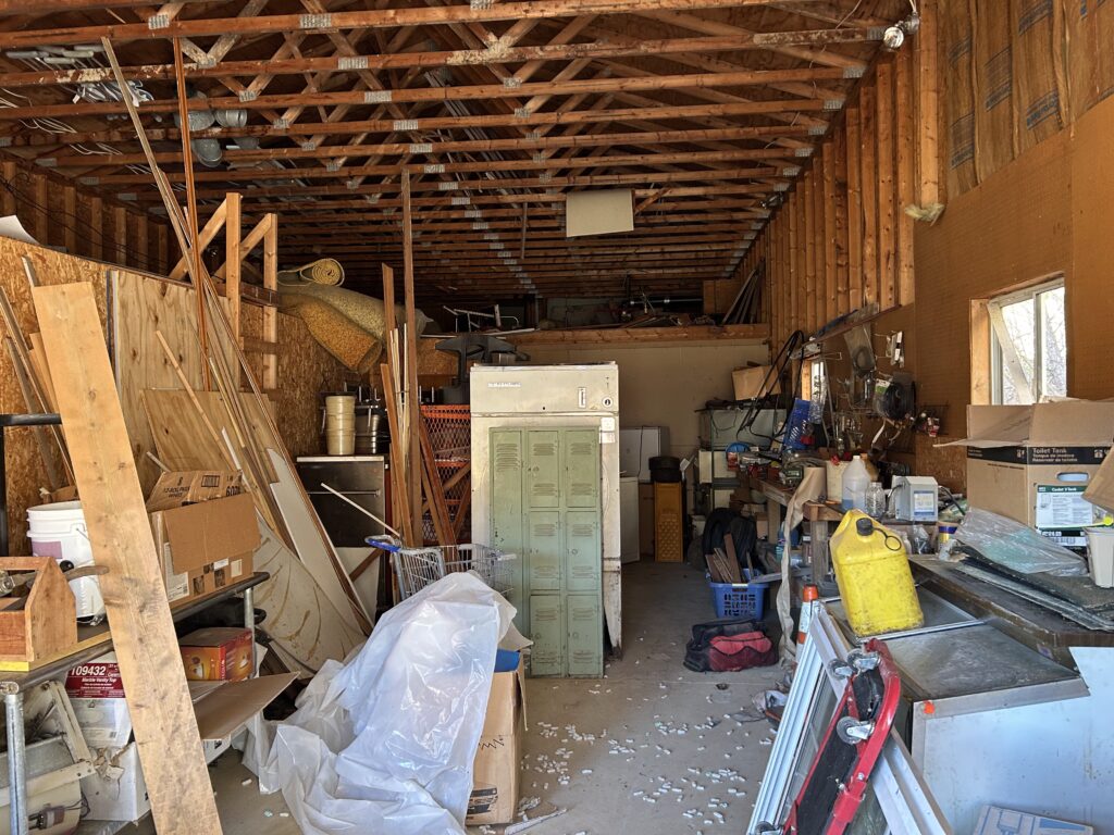 Sunset Shelter interior urenovated garage