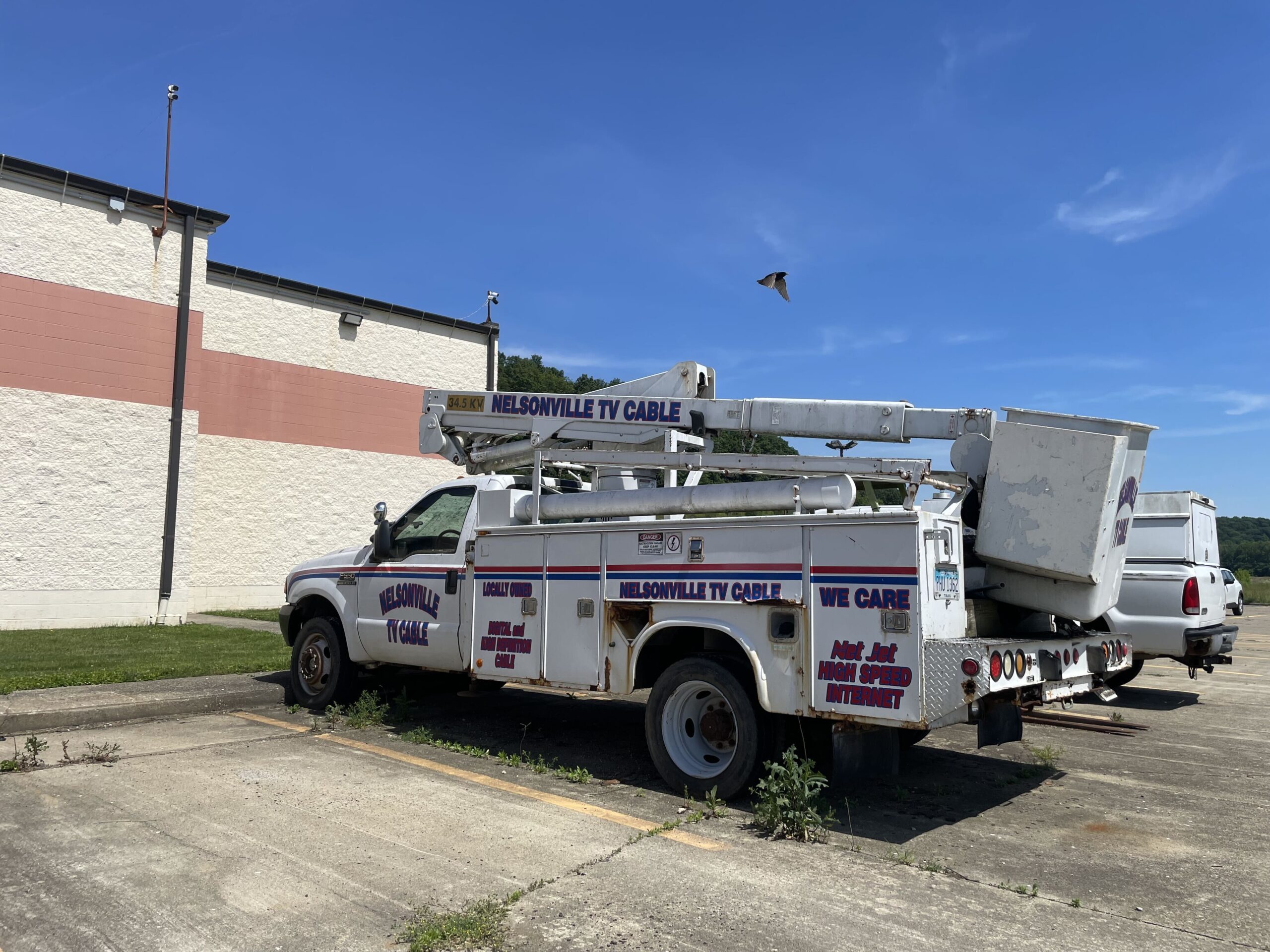Truck parked in front of a building
