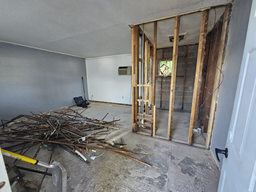 Sunset Shelter construction interior guest room