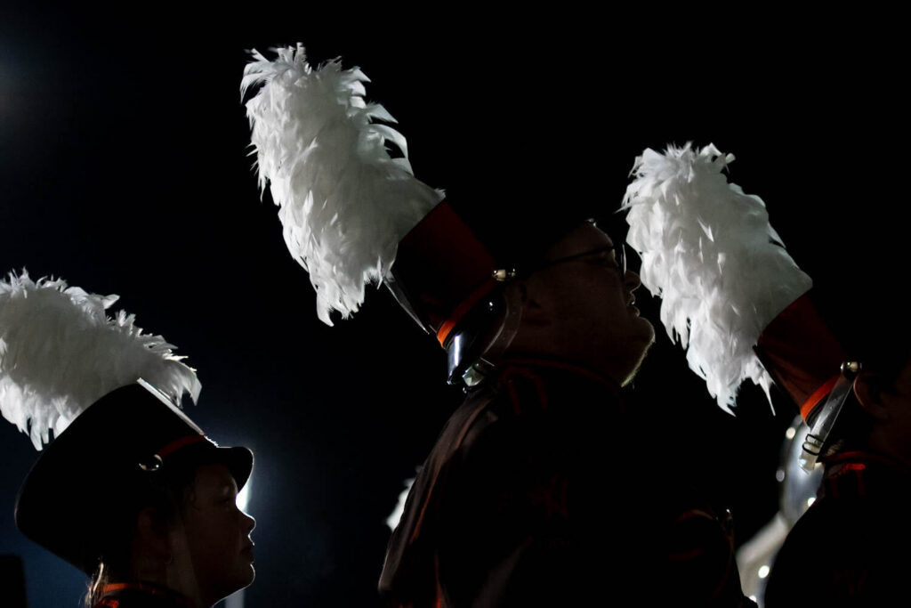 Marching band feathered hats