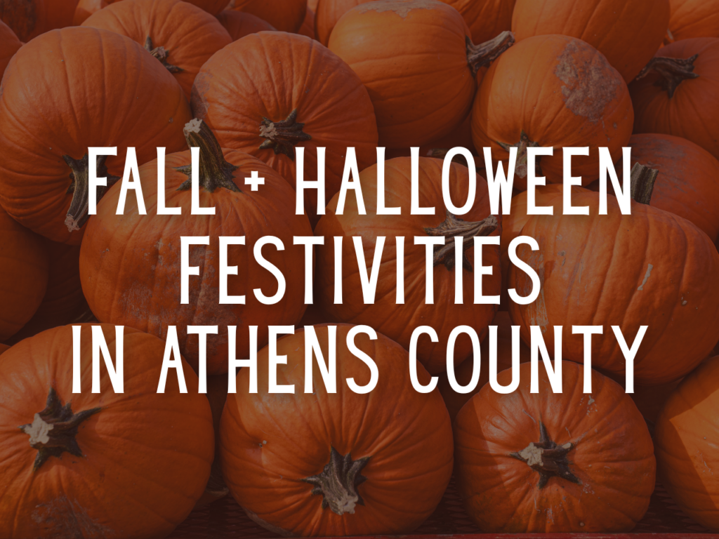 Graphic with pumpkins and overlay text