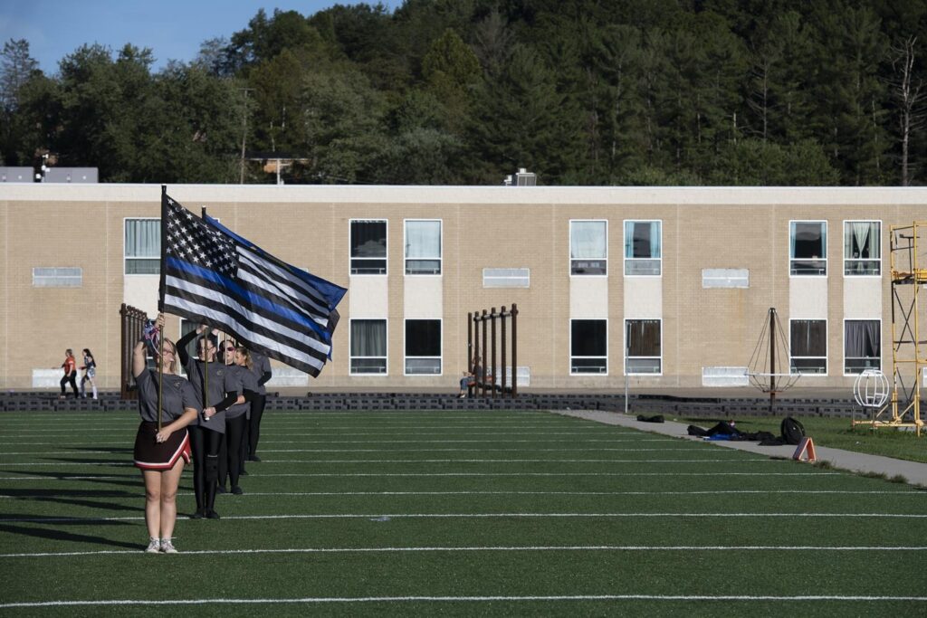 Flag and football field