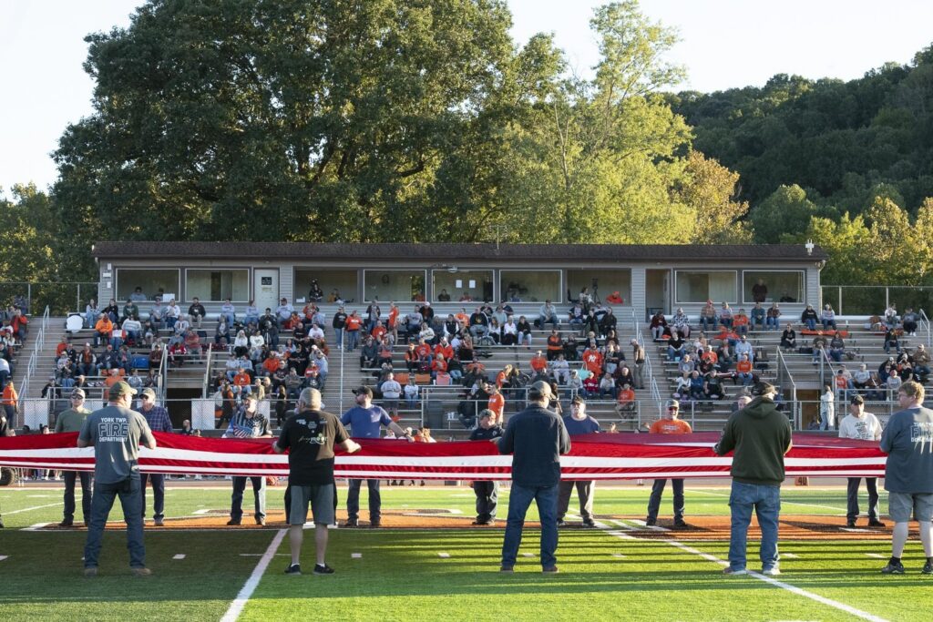 Crowd of people in bleachers
